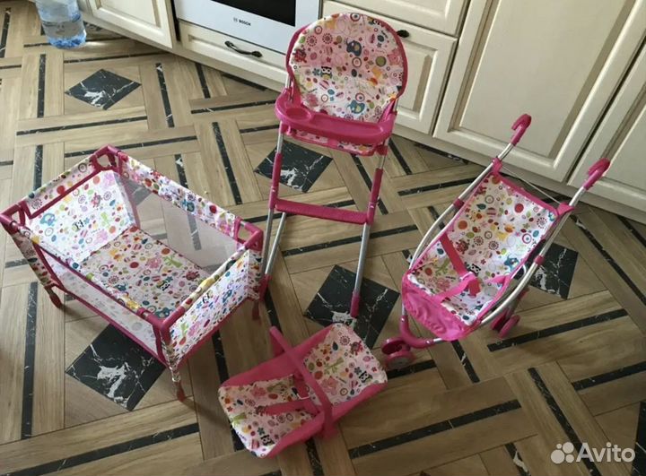 Коляска 4 в 1 для куклы