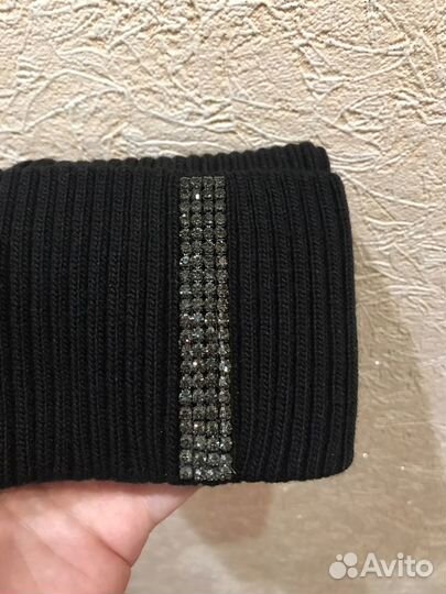 Женская шапка бини с кристаллами (демисезон)
