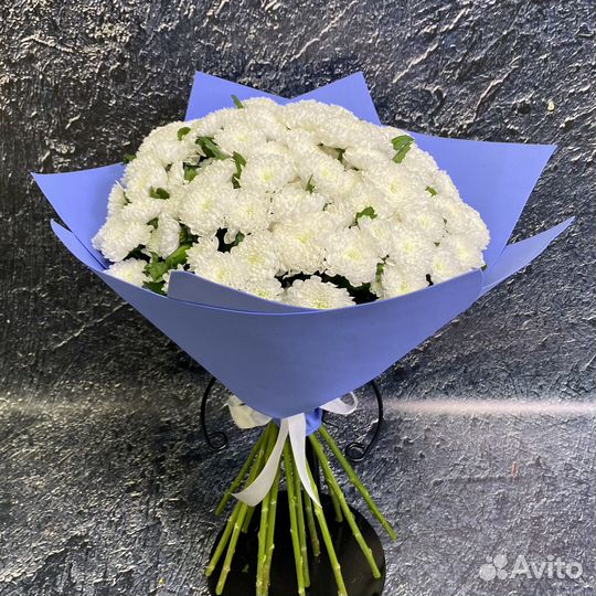 Букет из белых хризантем сантини 9 шт