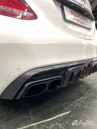 Диффузор (B) + Спойлер PSM на Mercedes C-Class