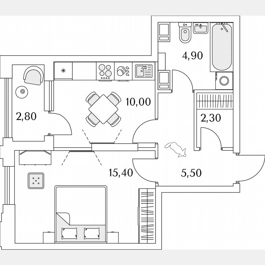 1-к. квартира, 39,5 м², 7/13 эт.