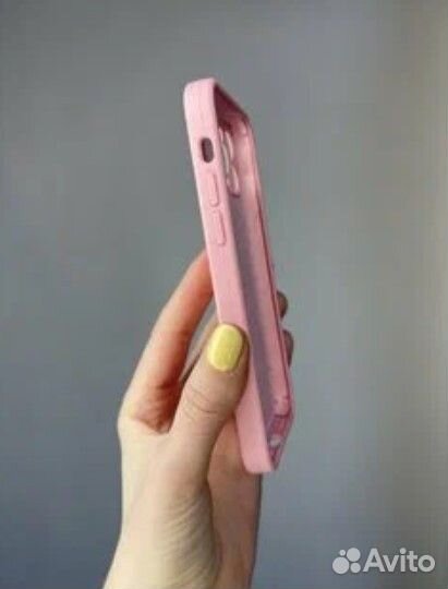 Чехол на айфон 11 розовый квадратные грани