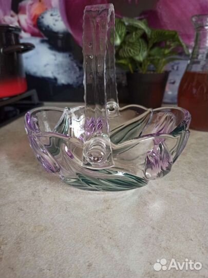 Ваза конфетница цветное стекло