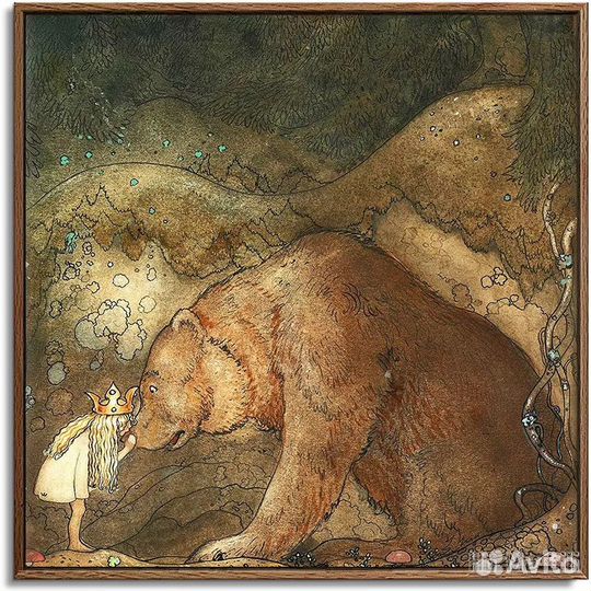 Картины IKEA pjatteryd девочка с лосем и медведем