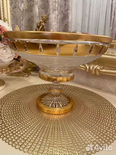 Ваза для фруктов хрусталь,Золотое окошко’’