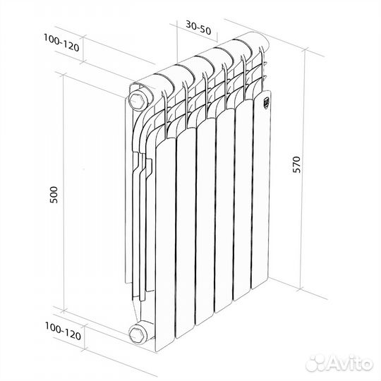 Радиатор Royal Thermo Revolution 500 2.0 - 6 секц