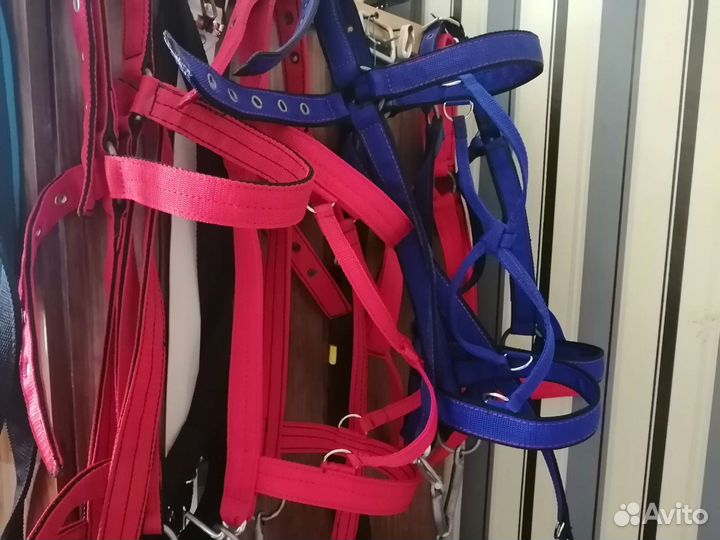 Уздечки, недоуздки, вожжи, ошейники