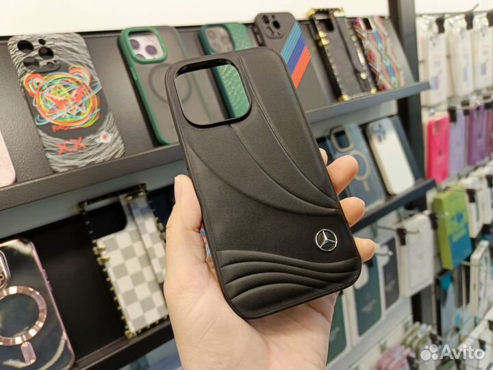 Кожаный чехол AMG Mercedes-Benz для iPhone 14 Pro