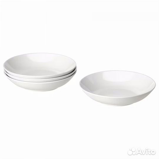 Тарелка глубокая IKEA Godmiddag белая 23см -4шт