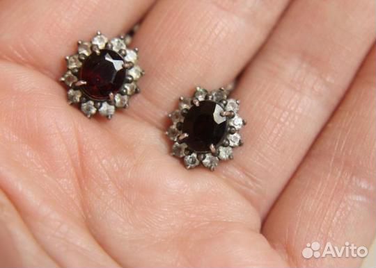 Серьги серебро 925 проба винтаж малинки