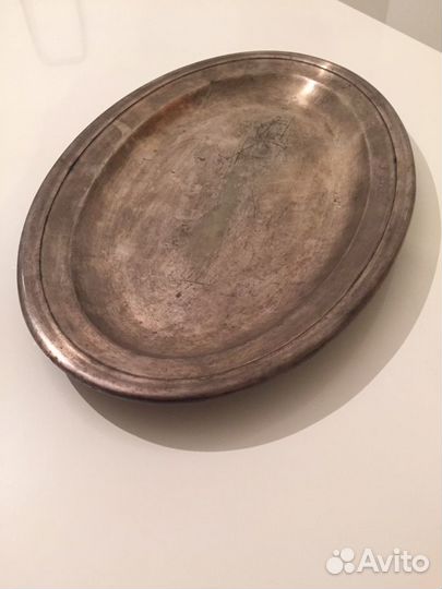 Блюдо посеребрение листовое антикварный поднос