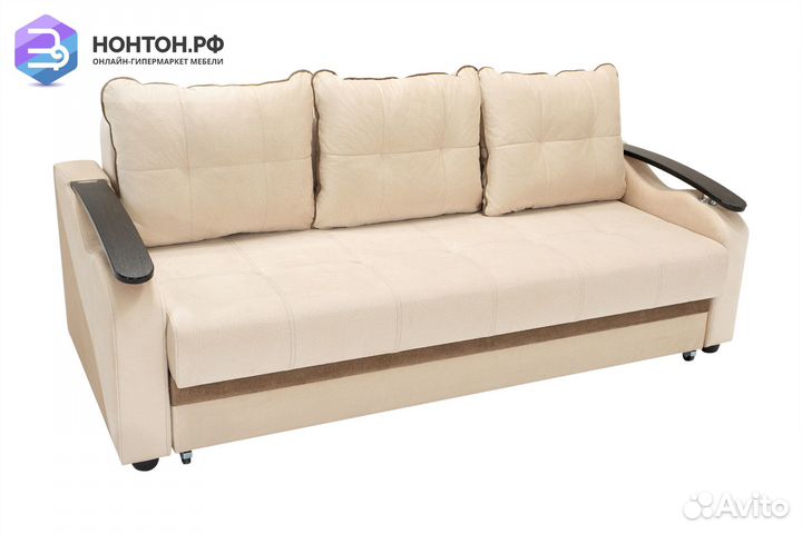 Диван еврокнижка Венеция бежевый / коричневый