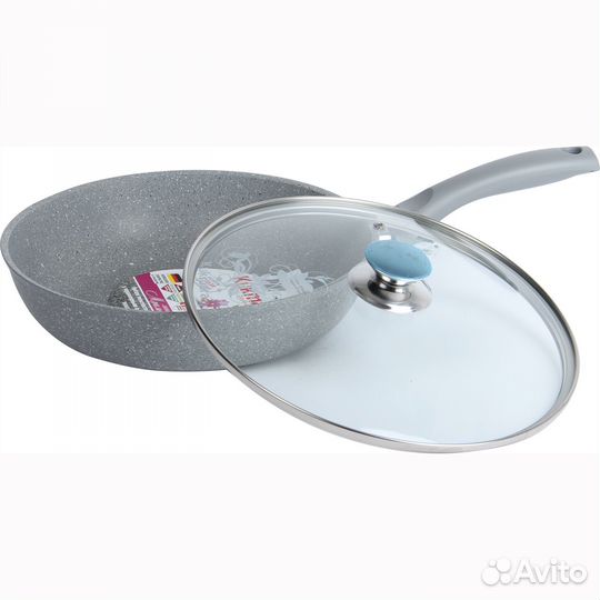 Сковорода 260/60мм с ручкой, стекл. крышкой, ап