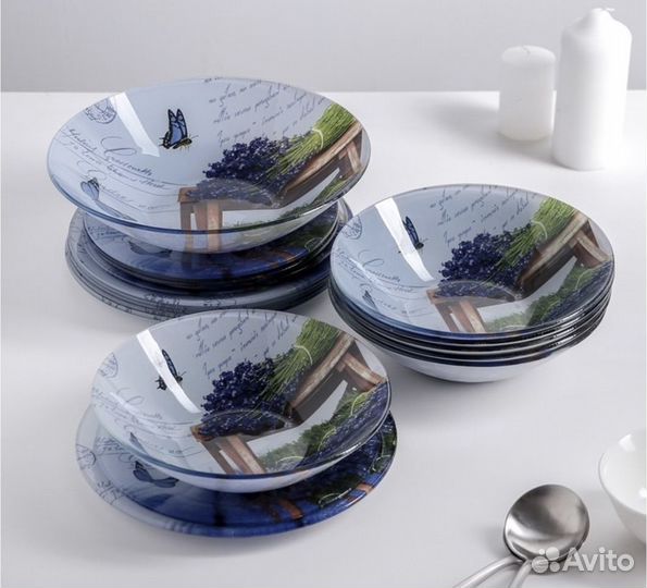 Новый Набор столовой посуды Букет лаванды 19 пр