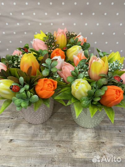 Букет тюльпанов из мыла