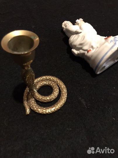 Статуэтка и подсвечник латунь Германия