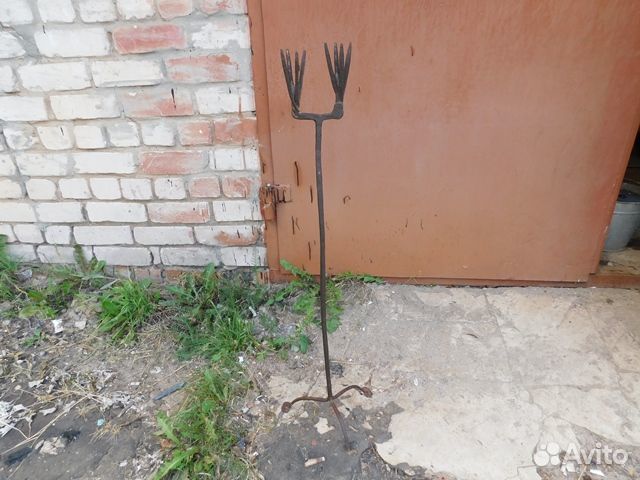 Антикварный, кованный,напольный светец на 4 лучины