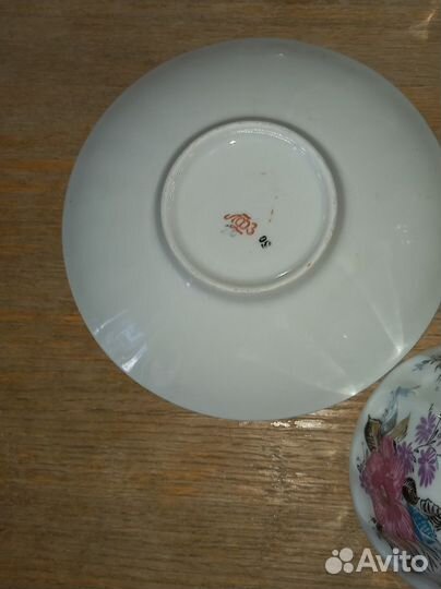 Чайные пары, блюдца лфз, костяной фарфор СССР