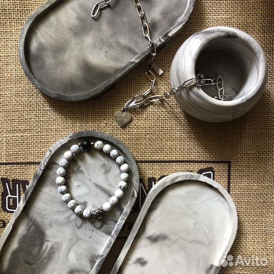 Декоративный гипсовый набор. Поднос + стаканчик