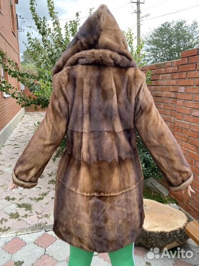 Шуба норковая с капюшоном