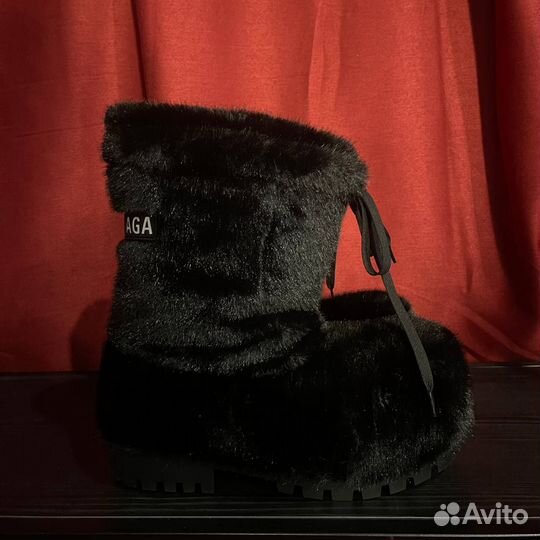 Balenciaga Alaska Fur Boots Black