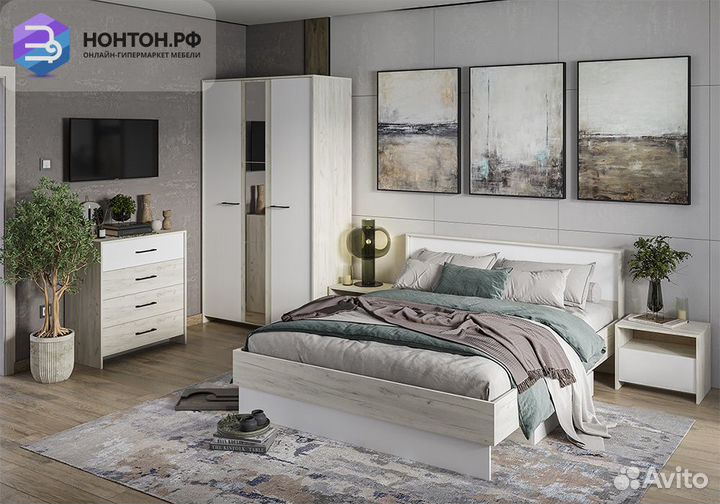 Спальный гарнитур Дублин дуб крафт белый / белый