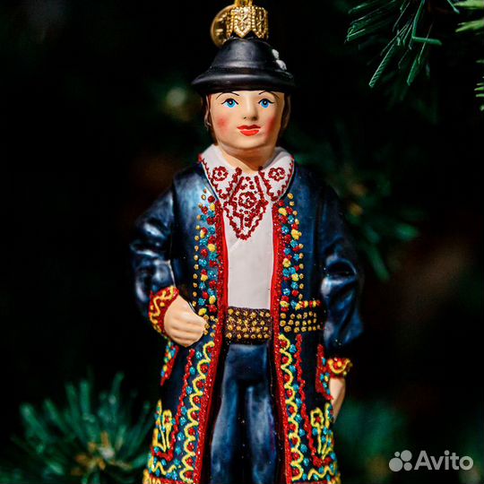 Стеклянная елочная игрушка Польский костюм Польша