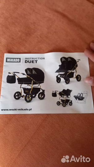 Коляска для двойни 3 в 1 Mikado gold star