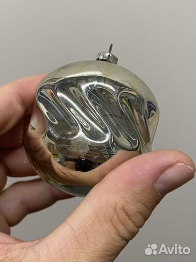 Елочная игрушка СССР стеклянная мятая