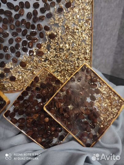 Кофейный набор подставок из эпоксидной смолы