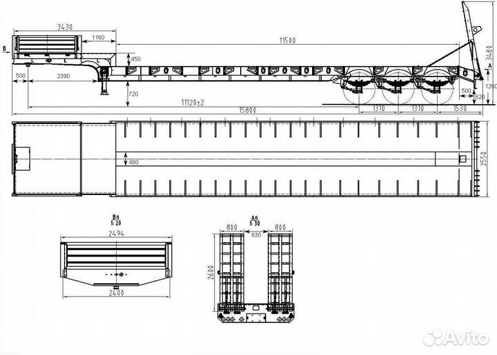 Полуприцеп трал (тяжеловоз) CLPC LPC9500C, 2024