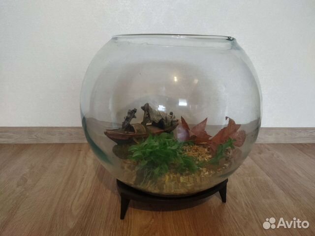 Аквариум круглый 15л с содержимым
