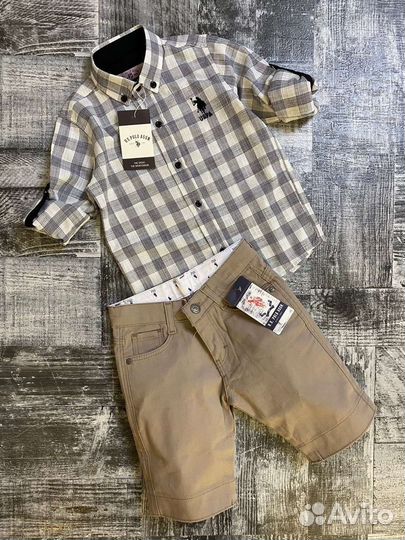 Комплект для мальчика рубашка и джинсовые шорты