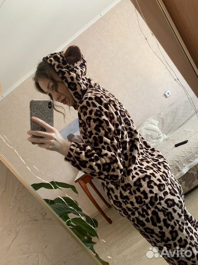 Домашний костюм леопардовый теплый 42