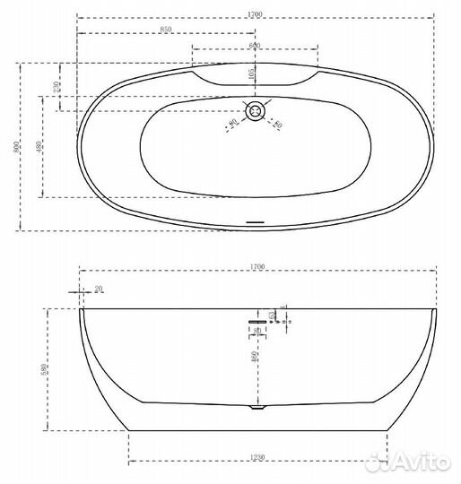 Акриловая ванна abber AB9323 белая