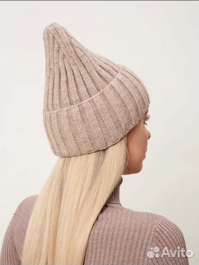Шапка бини тыковка бежевая весна