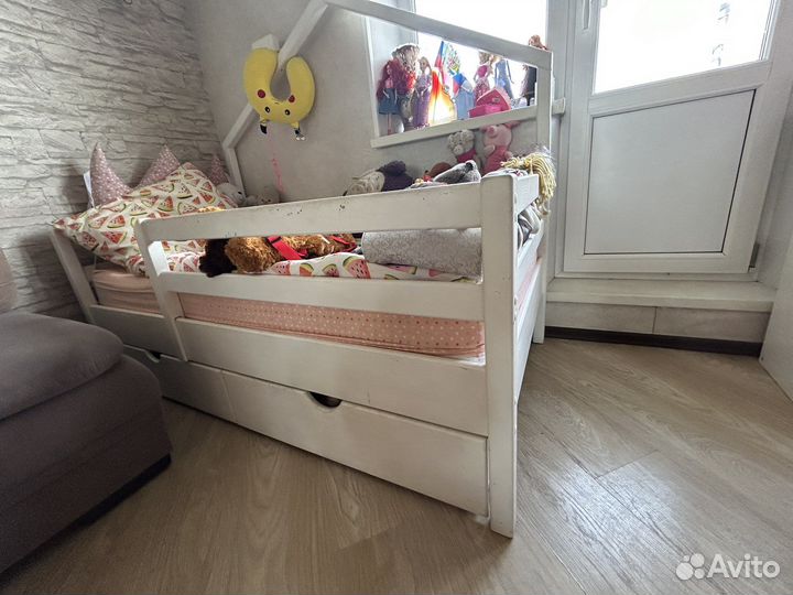 Кровать детская от 3 лет домик с матрасом