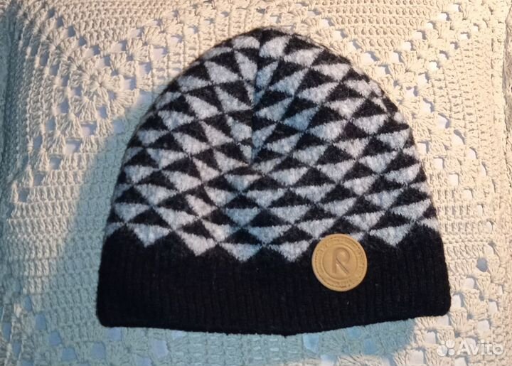 Reima женская шапка шерсть 100 черная белая