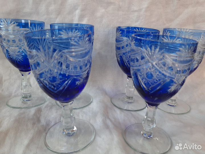 Цветной Хрусталь,фужеры,бакалы чехия 6шт
