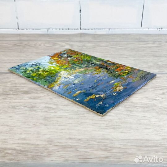 Этюд маслом Осенний пейзаж Картина осень Миниатюра