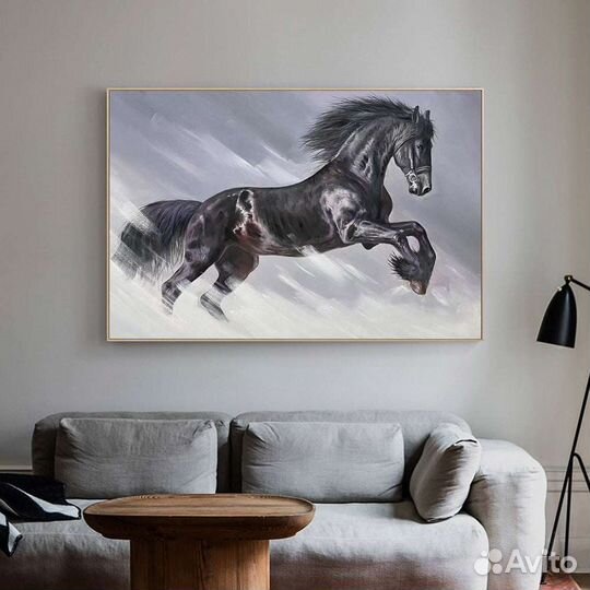 Интерьерная картина маслом лошадь