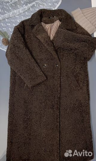 Шуба женская тедди чебурашка кокон коричневая