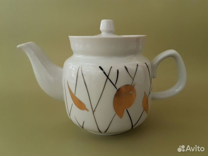 Чайник и чашка Золотые листья Богдановичи СССР