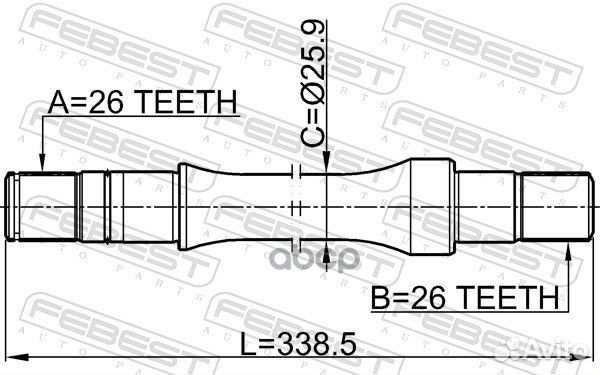Полуось перед прав Febest 196 48521HA003