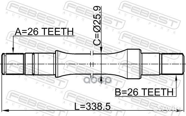 Полуось перед прав Febest 196 48521HA003