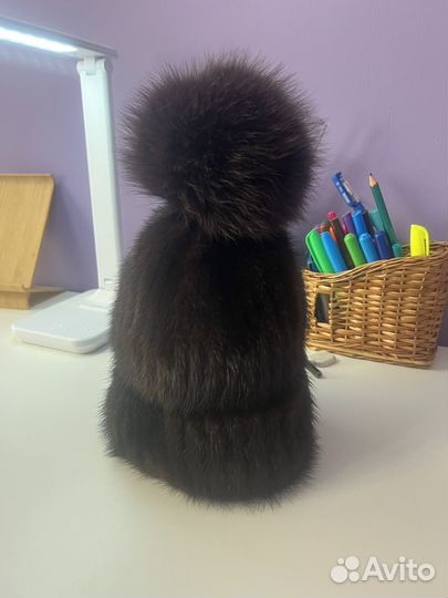 Шапка норковая с помпоном съемным