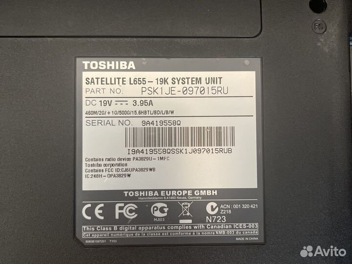 Toshiba satellite L655-19K