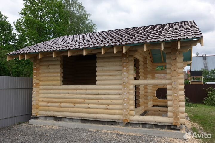 Сруб Бани из оцилиндрованного бревна