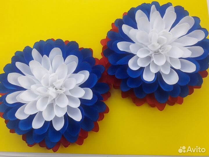 Банты для волос (Российский триколор) ручной раб