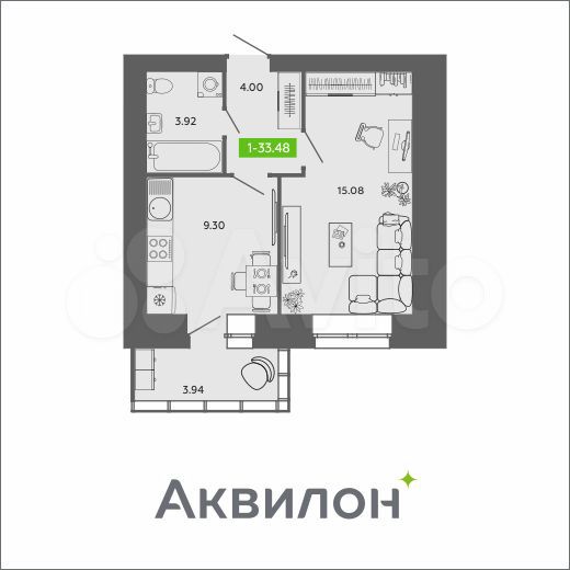 1-к. квартира, 33 м², 10/11 эт.